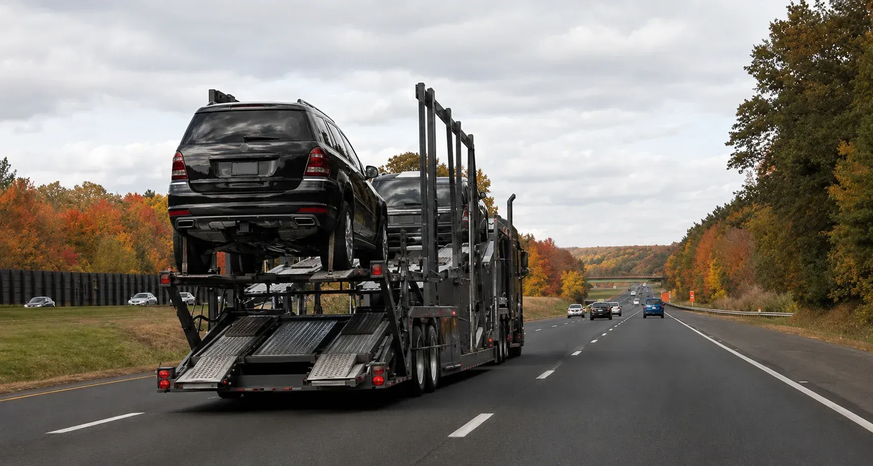 expedited car transport car carrier on the road